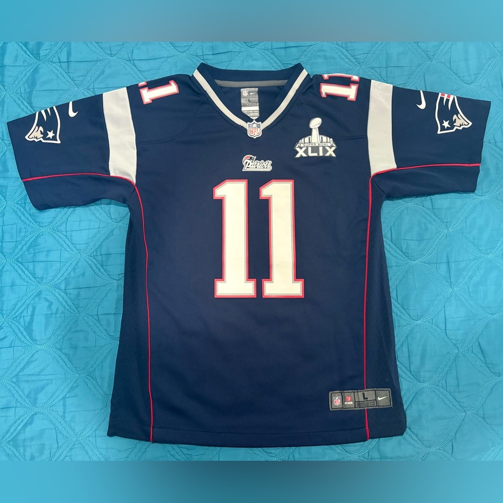 NFL Youth New England Patriots Navy #11 Jersey with Super Bowl XLIX Patch